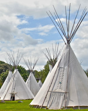 Tipi village at the Lahn river valley